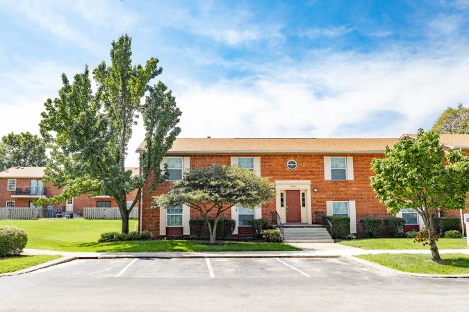 Exterior shot of apartment building